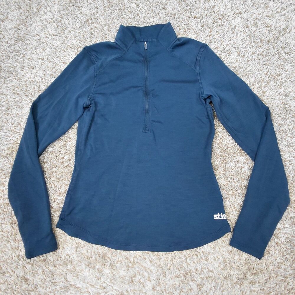 Stio Basis PeakWool Half Zip Pullover Womens Medium Blue Midweight Wool Outdoor